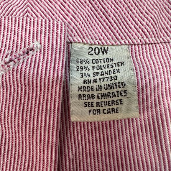 Merona Capri Pants WMNS SZ 20W Red White Stripe Faux Back Pocket High Waist Crop - Picture 6 of 12